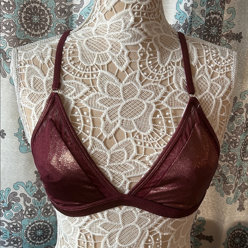 PINK Victoria’s Secret Burgundy Unlined Bralette Size Large